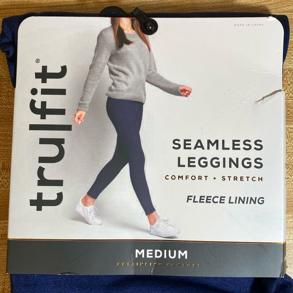 Tru Fit Seamless Legging Comfort Stretch Fleece Lining Blue Women’s Medium